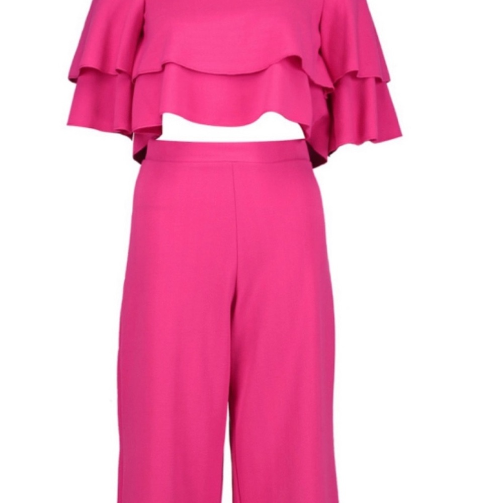 Pink double tube top and culottes co-ord set